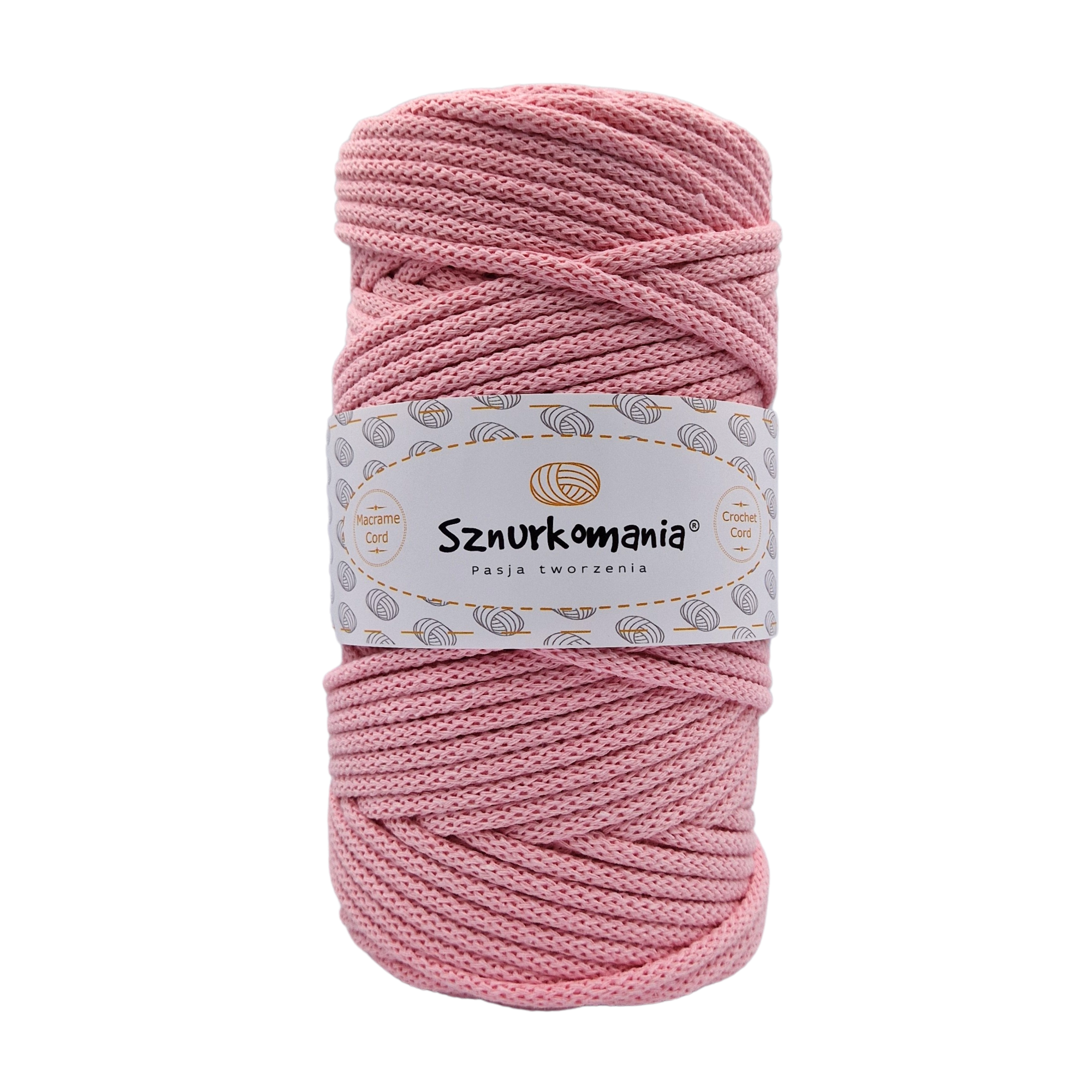 PUDROWY RÓŻ - SZNUREK PLECIONY 5MM 100M